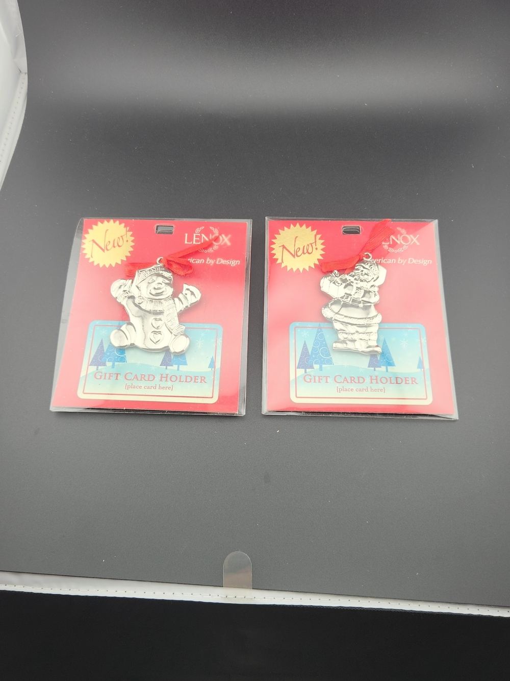 Lenox Silver Tone Christmas Holiday Gift Card Holders Set Of Two